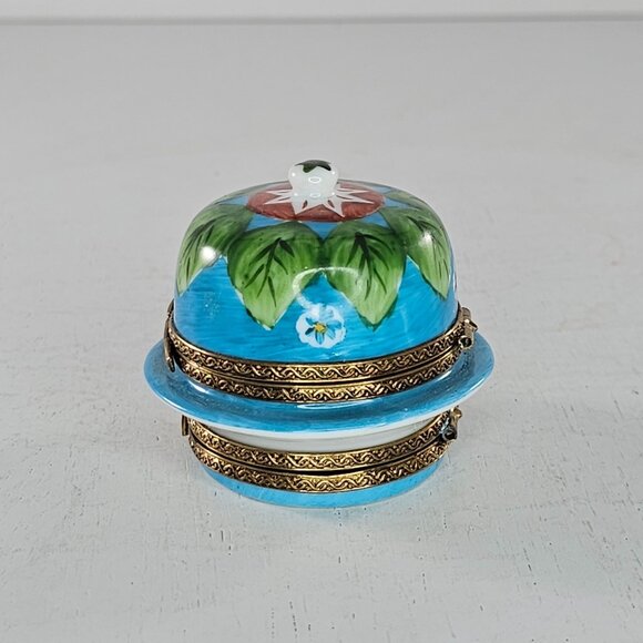 Limoges France Peint Main Trinket Box With Cheese Platter Double Hinged - Picture 2 of 8